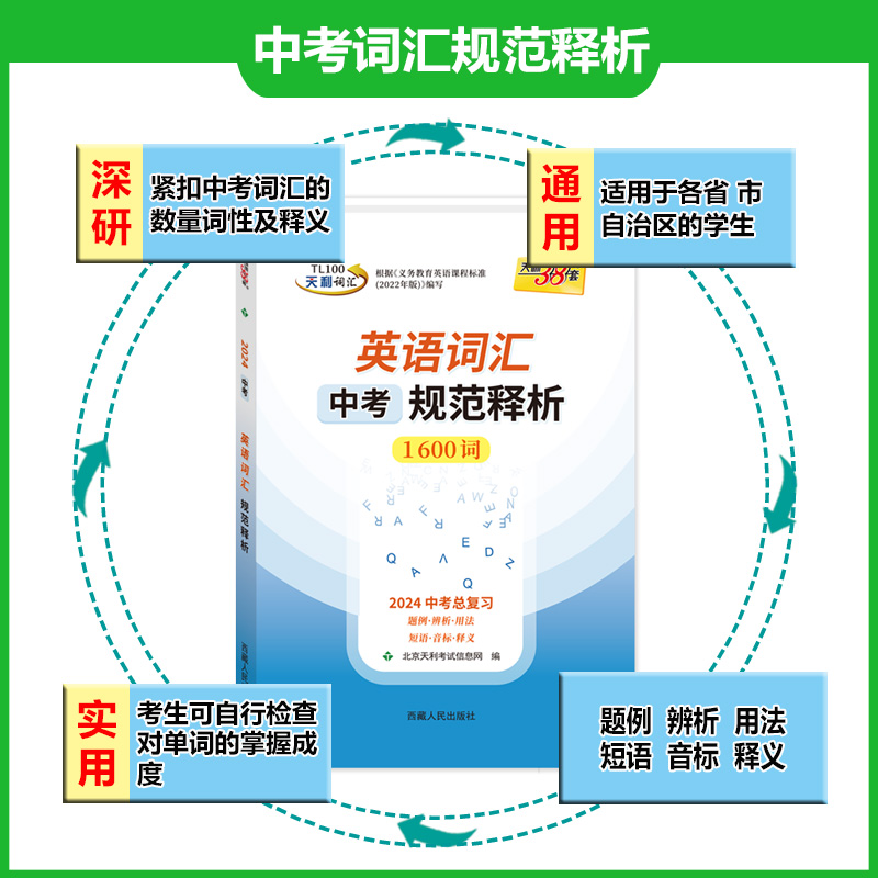 2024年新版天利38套中考课标英语词汇规范释析初中总复习考纲高频核心1600词每日一练1540词1500同步突破天天背一本通随身记手册-图3