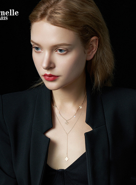 法国Eternelle原创设计幸运草项链轻奢小众高级感双层叠戴锁骨链