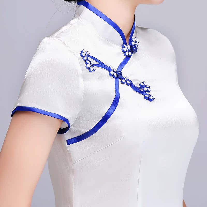 深艺2018新款春夏季女士旗袍真丝上衣改良中