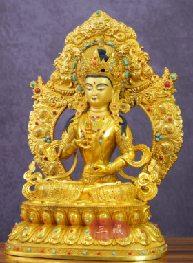 藏传纯铜鎏金佛像金刚萨埵36cm