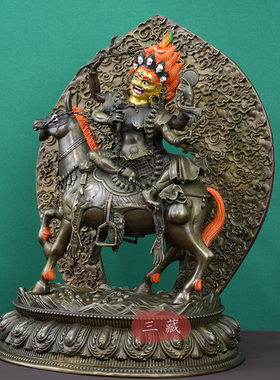 纯铜四臂吉祥天母护法佛像藏传