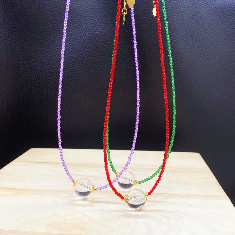 白水晶尖晶锁骨链项链颈链手工细款小饰品女款手工串珠原创百搭,淘宝优惠券,粉丝福利购,淘宝优惠卷