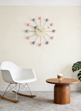 金属北欧包豪斯铝实木尼尔森挂钟