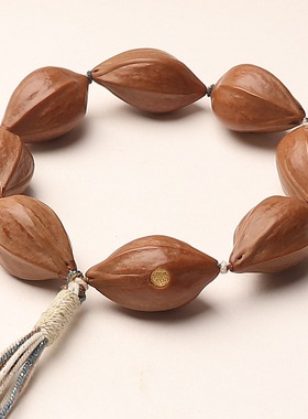 三花铁核天然原皮橄榄核抛光素串手串老料鲨鱼背去霜成品手持文玩