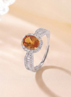 本月新品限时优惠黄水晶戒指女