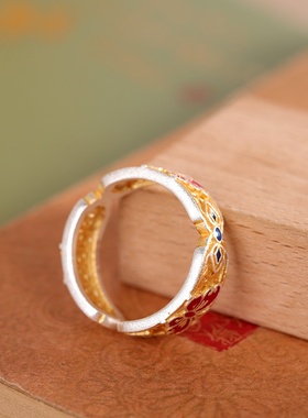 2026新款限时优惠足银描金戒指