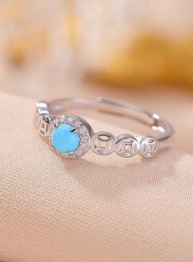 本月新品原矿绿松石戒指女款