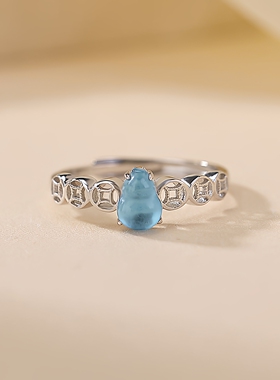 本月新品限时优惠海蓝宝戒指女