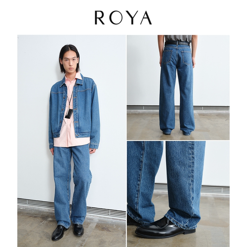 ROYA丨CONE康龙直筒牛仔裤靛蓝丹宁水洗蓝牛仔长裤春款 - 图2