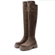 (Shen Xiaoshuai) Retro past knee long cylinder boots small sub 2023 autumn and winter new thick underweight stretch long boot female