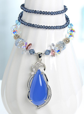 晶柜蓝色水晶天然玉髓女轻奢小众