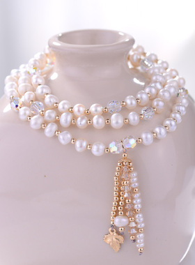 多圈天然珍珠手链女原创设计