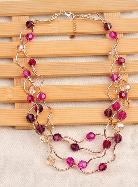 晶柜925银水晶项链女日韩版多层