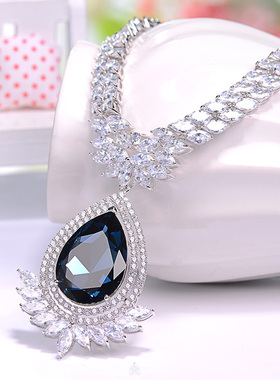 奥地利大方礼服首饰品蓝色水晶