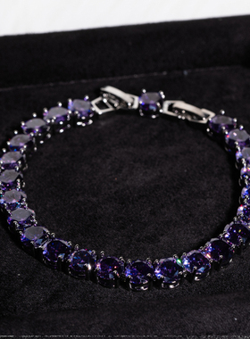 天使猫  闪耀！超亮！高定紫宝水晶手链 紫气东来多彩发光转运