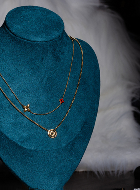 欧美大牌双层老花项链V金