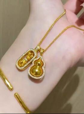 天使猫 韦雪同款越南高端沙金葫芦金刚杵项链转