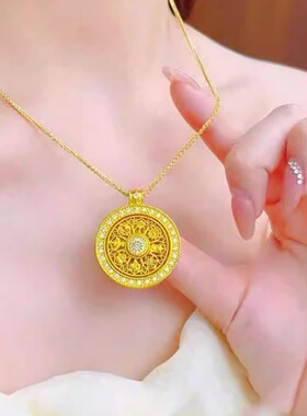 古法镶嵌八宝罗盘项链女时来运转沙金厚镀真金不掉色高级感满满