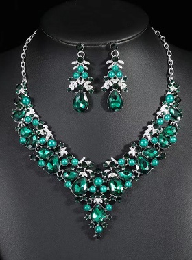 合金底座镶玻璃水钻女闪亮奢华