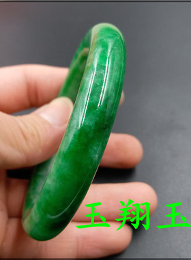 精品高档干青铁龙生翡翠圆条手镯 阳绿色翡翠手镯 特价