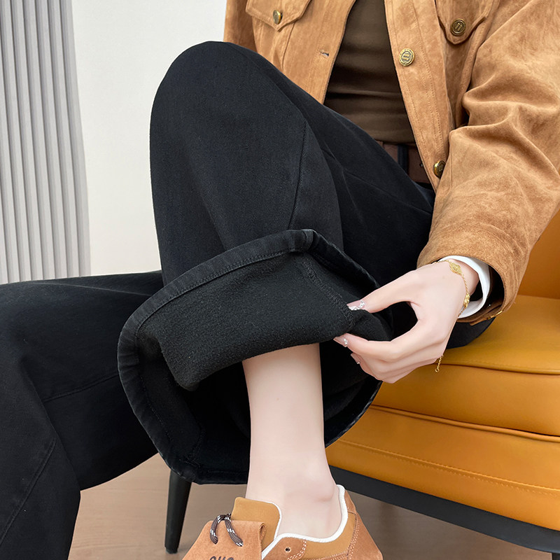 薄绒阔腿喇叭牛仔裤女长裤秋冬季高腰显瘦时尚弹力拖地裤子抓绒,淘宝优惠券,粉丝福利购,淘宝优惠卷