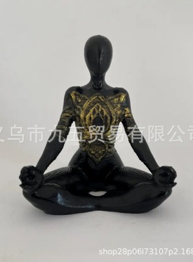 跨境爆款瑜伽人物雕像创意冥想艺术桌面装饰禅宗家居装饰品摆件
