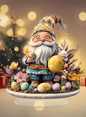 跨境2D平面亚克力圣诞老人摆件圣诞桌面装饰家居装饰工艺品摆件