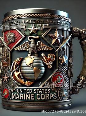 跨境新款Military Commemorative Mug美国军事纪念树脂马克杯