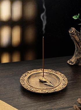 跨境古典金色香薰台装饰品小摆件欧式复古怀旧陈列拍摄道具香插托