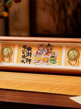 新款横版五福临门新年装饰客厅玄关酒店名宿摆件挂画招财景区礼品