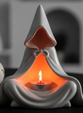 跨境新品Mystic Wizard Candle Holder斗篷 巫师烛台树脂工艺品