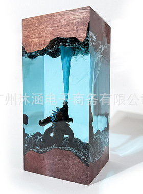 跨境爆款哥斯拉树脂工艺品Godzilla树脂摆件立体模型环氧树脂灯