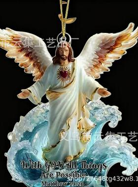 跨境新品Christmas Angel Pendant圣诞天使吊坠2D平面