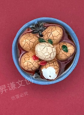 新款美食北京烤鸭 茶叶蛋 铁板尤鱼创意立体卡通树脂磁性冰箱贴建