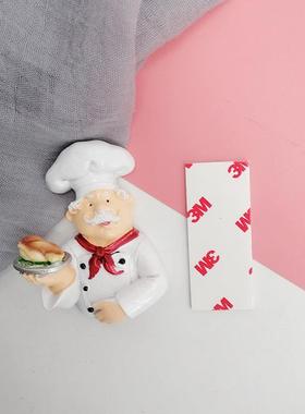 跨境代发插座头电源线整理收纳挂架可爱创意厨师插头挂钩造型粘钩