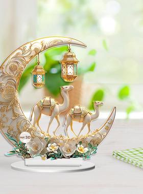 跨境新品月牙款式2D平面亚克力桌面立牌摆件工艺品客厅桌面装饰品