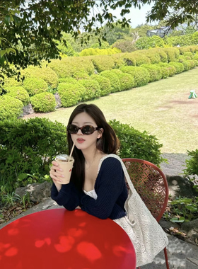 Lisa同款凯旋门猫眼墨镜赵露思玳瑁色复古茶色椭圆形太阳镜女偏光