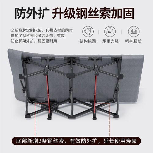 午憩宝新款折叠床午休办公室午睡神器家用简易陪护小床便携行军床 - 图0