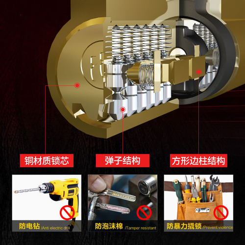 金点原子老式外装门锁通用型防盗门木门铁门大门家用室内外223 - 图1