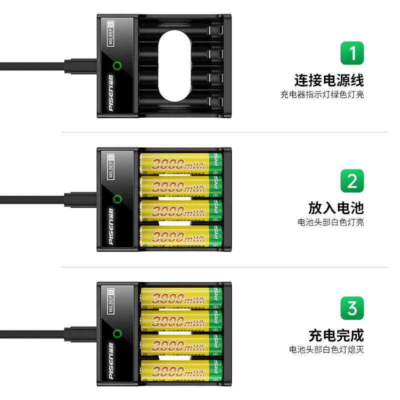 品胜1.5v恒压锂电池USB充电器5号3000mwh充电电池通用套装大容量吸奶器密码锁血压计4节7号电池快充变灯套装-图0