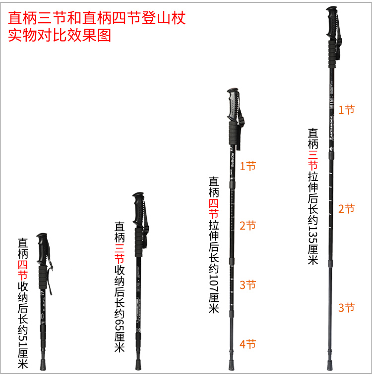 超轻超短登山杖 户外伸缩折叠手杖 徒步爬山拐杖棍健走杖户外装备 - 图0