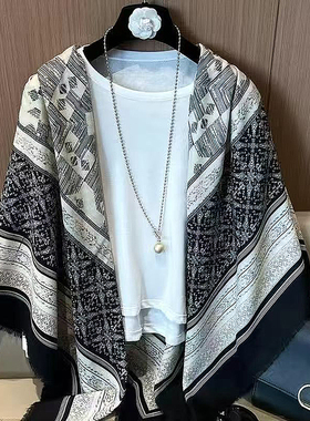 韩版棉麻印花防晒巾空调房大披肩