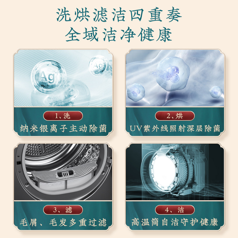 【超薄全嵌】小天鹅全自动10kg洗衣机 小天鹅洗烘套装