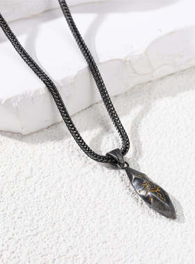 轻奢许愿石吊坠项链男复古太阳