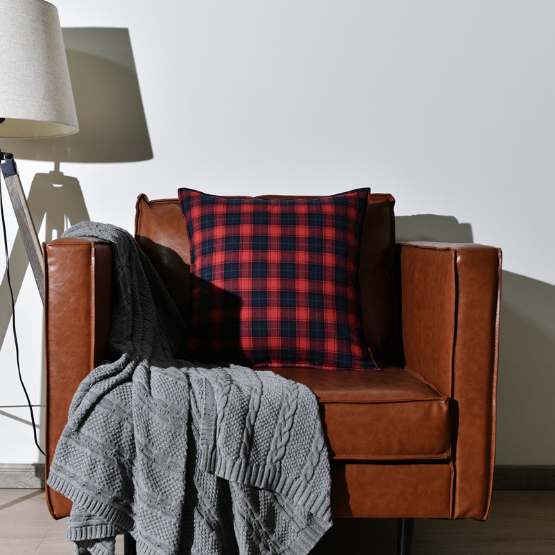 Lavili|美式乡村纯棉格纹抱枕复古怀旧红色客厅卧室书房沙发靠垫 - 图2