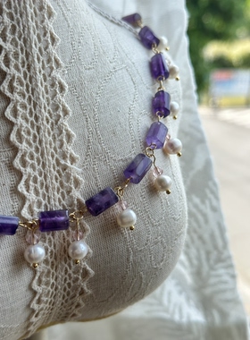 【智慧】紫水晶项链伊斯坦布尔同款式原创手作重工流苏璎珞项链