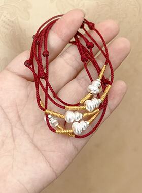 999足银葫芦手链 纯银葫芦手工原创编织手绳本命年女转运银手饰品