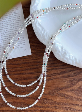 国风复古高品质强光人造水晶珍珠多层设计感项链锁骨链晚装链