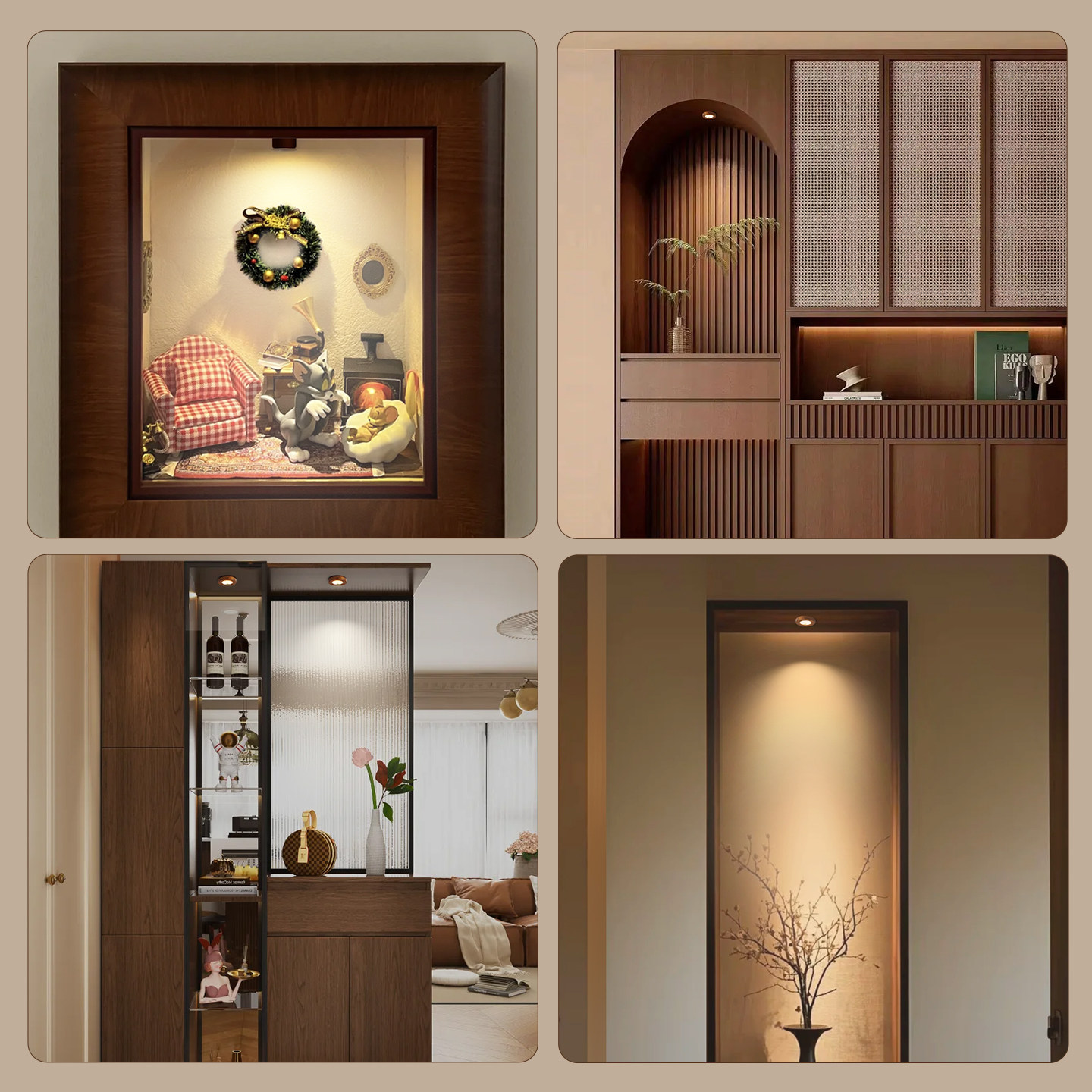 胡桃木超薄明装筒灯中古木纹家用客厅走廊过道展柜衣柜入户玄关灯,淘宝优惠券,粉丝福利购,淘宝优惠卷