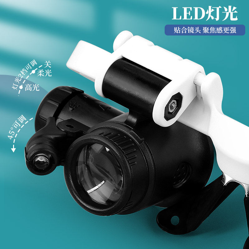 显微镜光学眼镜式头戴放大镜手表手机维修用电路板高清数码电子目镜便携式高倍率鸽眼专用带灯专业扩大镜鉴定,淘宝优惠券,粉丝福利购,淘宝优惠卷